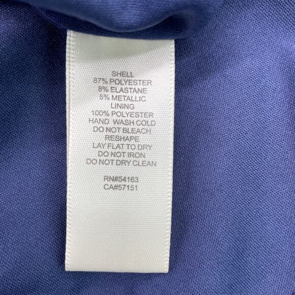 Eliza J Womens 12 Halter Neck Sheath Dress Navy Blue Metallic Stripe Cutout - Picture 10 of 12